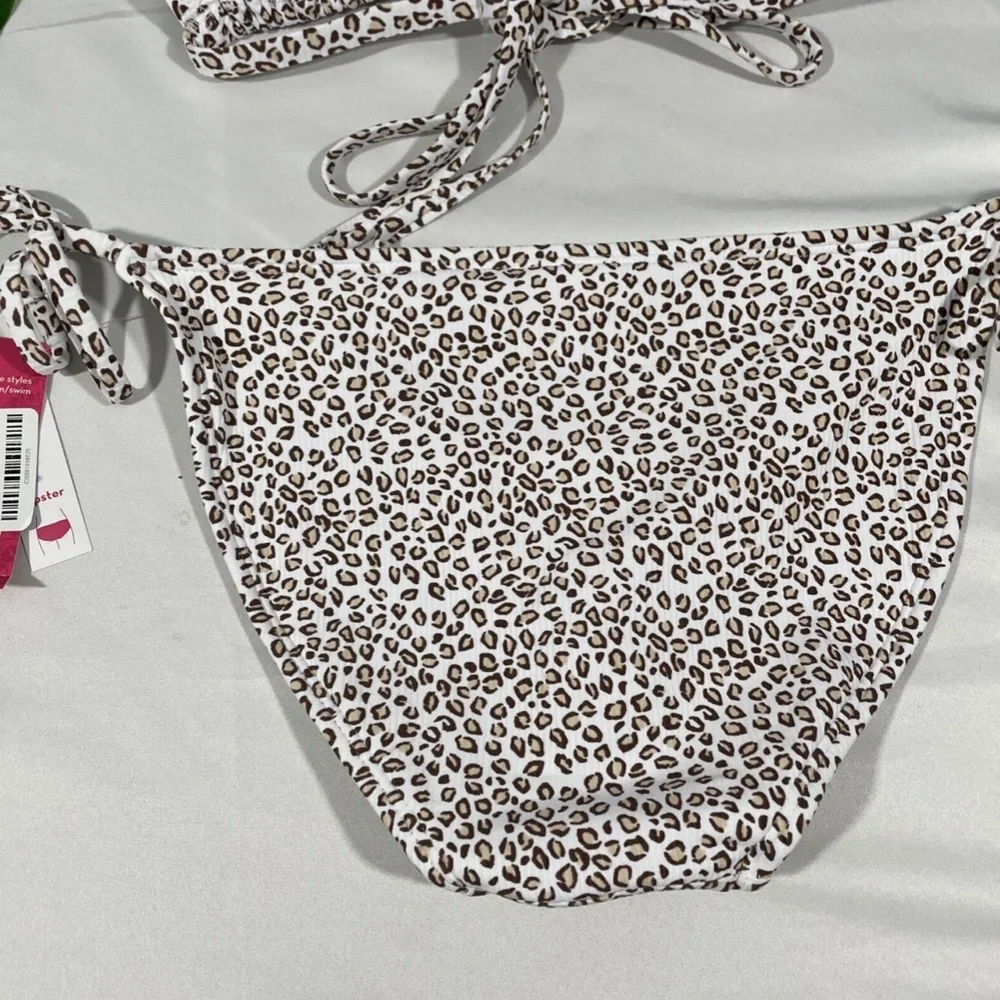 NWT Xhilaration Leopard Ribbed Top [ M‎ ] + String Bikini Bottom [ S ]
